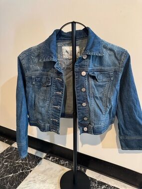 American Rag Y2K Cropped Denim Jacket Embroidered Size Small Western Festival